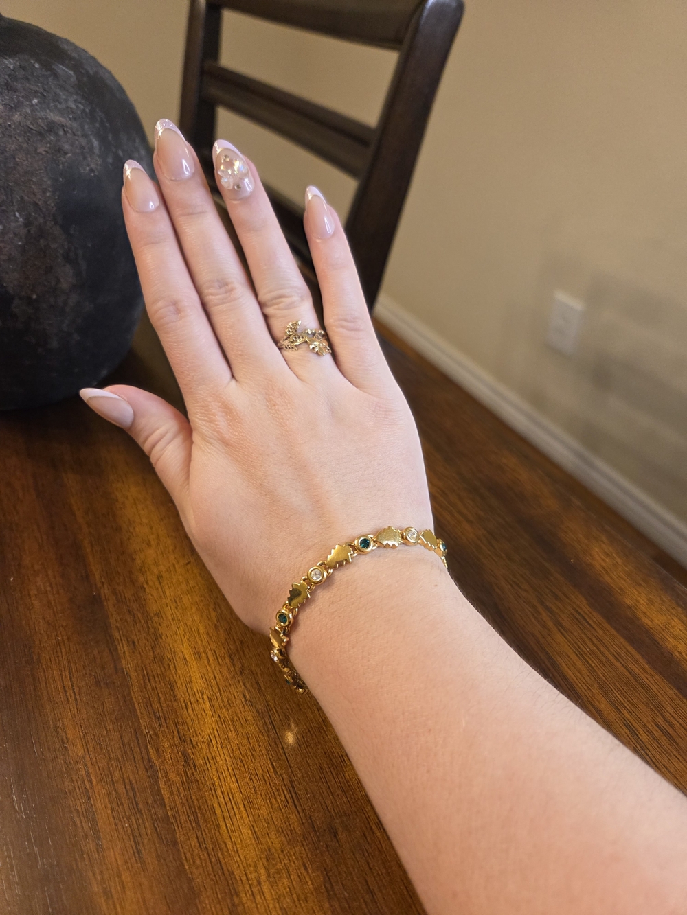 ​Vintage Monet Gold-Tone Charm & Crystal Tennis Bracelet